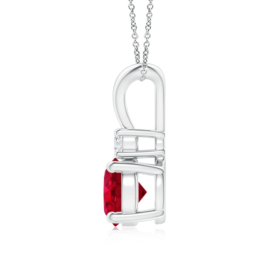 7mm AAA Round Ruby Solitaire V-Bale Pendant with Diamond in P950 Platinum side 199
