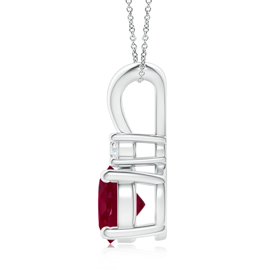 8mm A Round Ruby Solitaire V-Bale Pendant with Diamond in S999 Silver side 199