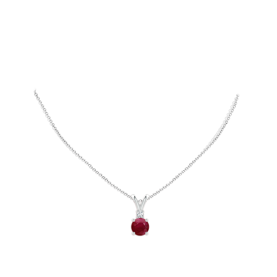 9mm A Round Ruby Solitaire V-Bale Pendant with Diamond in S999 Silver pen