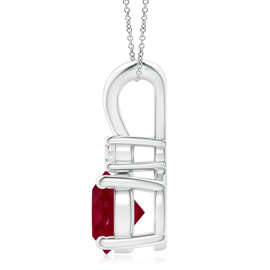 9mm AA Round Ruby Solitaire V-Bale Pendant with Diamond in S999 Silver side 199