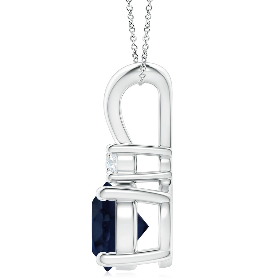 10mm A Round Blue Sapphire Solitaire V-Bale Pendant with Diamond in P950 Platinum side 199