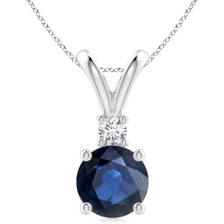 10mm AA Round Blue Sapphire Solitaire V-Bale Pendant with Diamond in P950 Platinum