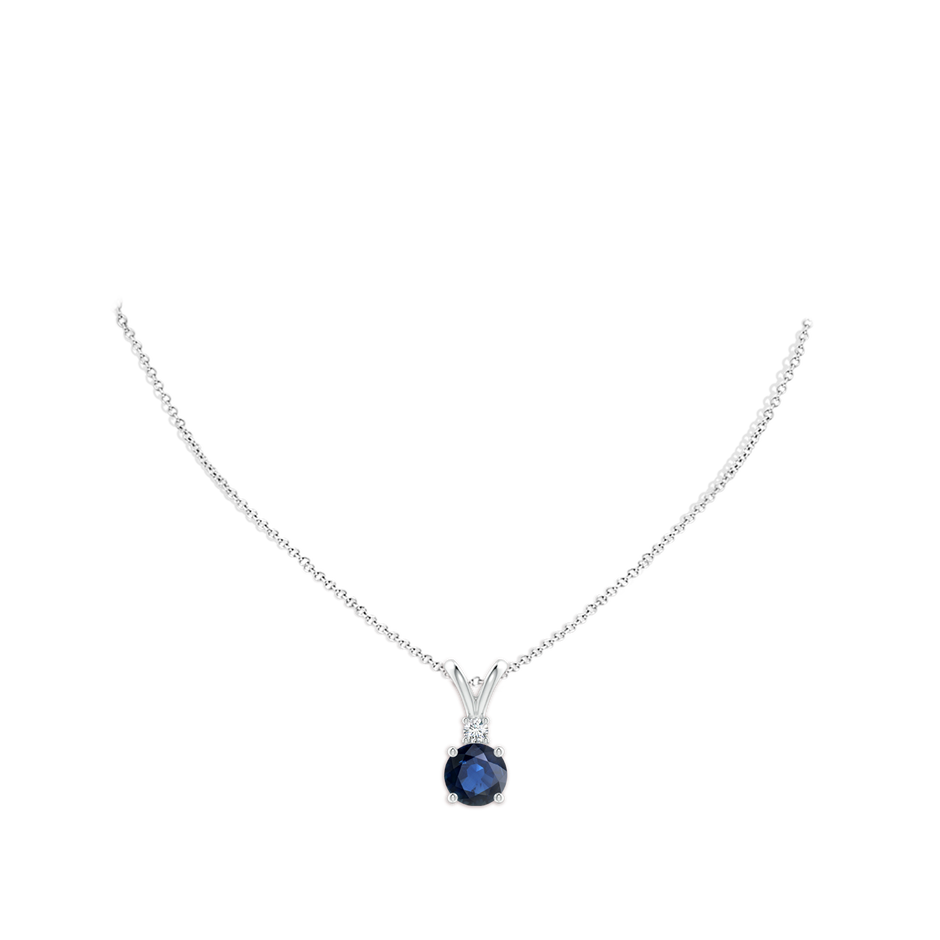 10mm AA Round Blue Sapphire Solitaire V-Bale Pendant with Diamond in P950 Platinum pen