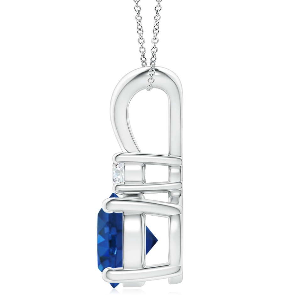 10mm AAA Round Blue Sapphire Solitaire V-Bale Pendant with Diamond in P950 Platinum side 199