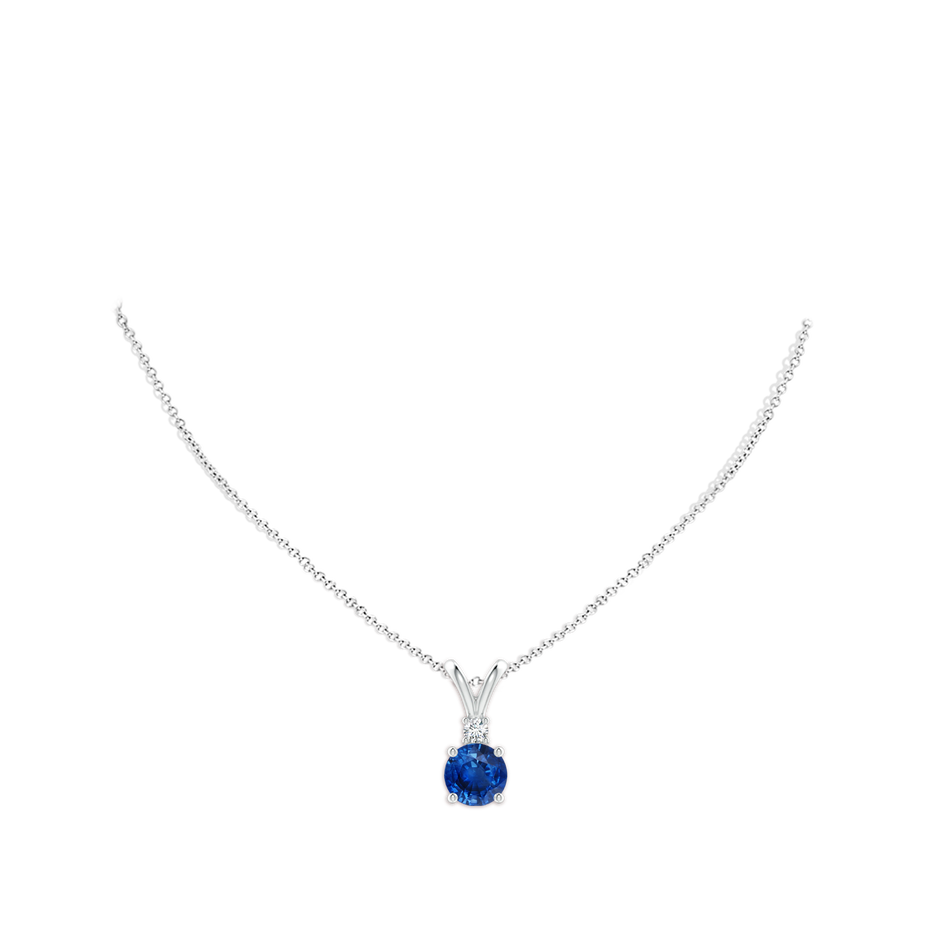 10mm AAA Round Blue Sapphire Solitaire V-Bale Pendant with Diamond in P950 Platinum pen