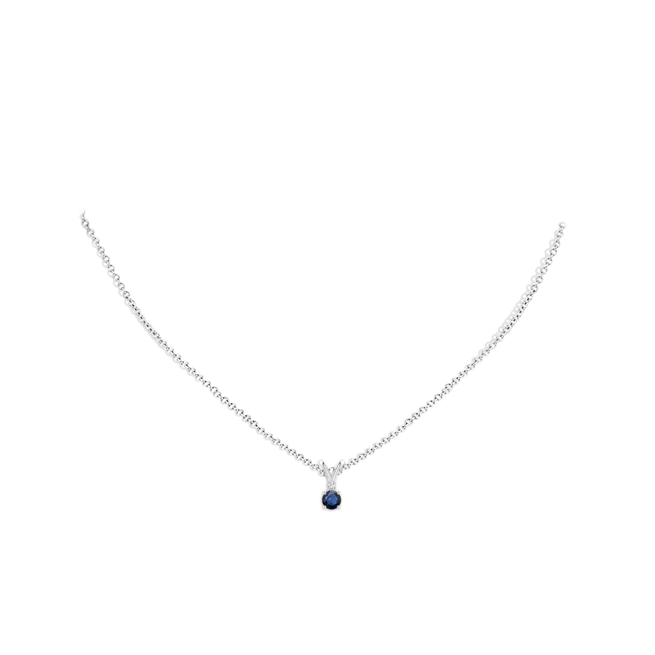 4mm AA Round Blue Sapphire Solitaire V-Bale Pendant with Diamond in P950 Platinum pen