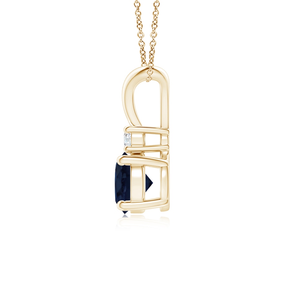 6mm A Round Blue Sapphire Solitaire V-Bale Pendant with Diamond in Yellow Gold side 199