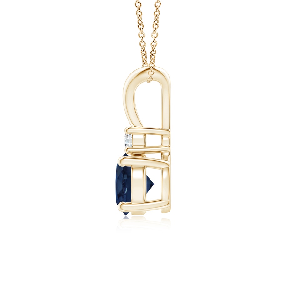 6mm AA Round Blue Sapphire Solitaire V-Bale Pendant with Diamond in Yellow Gold side 199