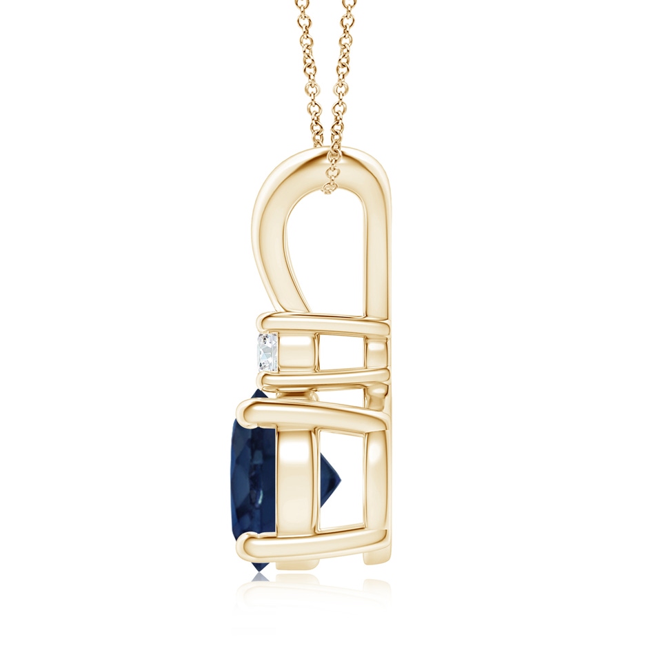 8mm AA Round Blue Sapphire Solitaire V-Bale Pendant with Diamond in Yellow Gold side 199
