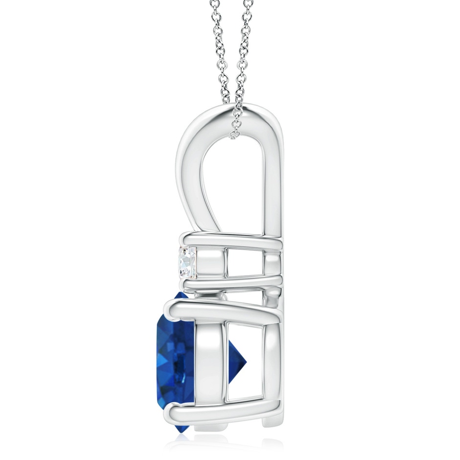 9mm AAA Round Blue Sapphire Solitaire V-Bale Pendant with Diamond in P950 Platinum side 199