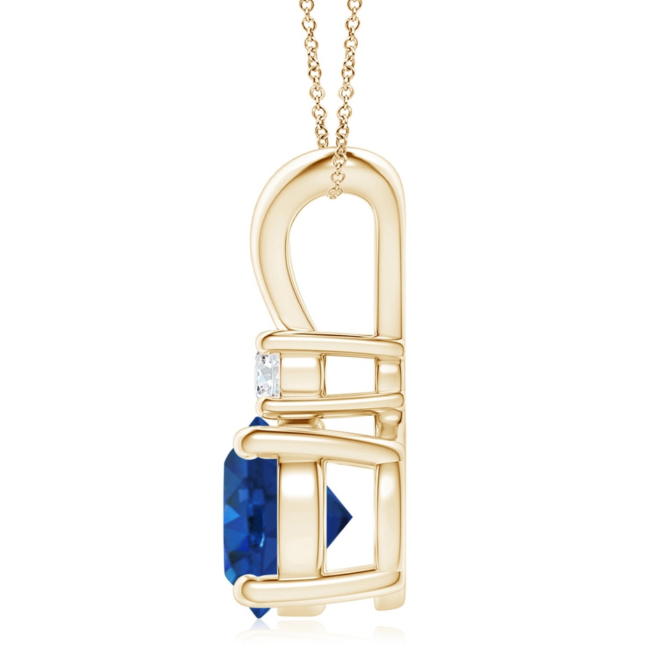9mm AAA Round Blue Sapphire Solitaire V-Bale Pendant with Diamond in Yellow Gold side 199