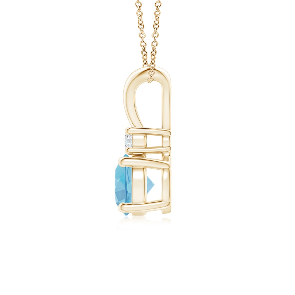 6mm A Round Swiss Blue Topaz Solitaire V-Bale Pendant with Diamond in Yellow Gold side 199
