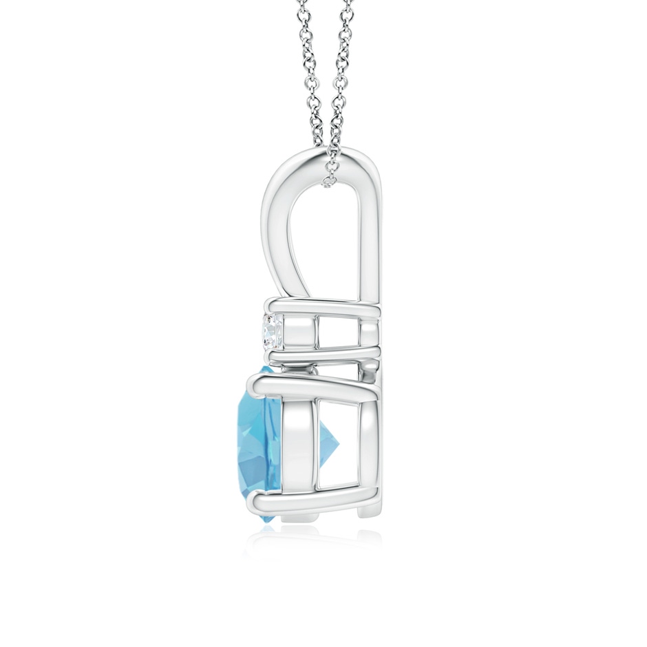 7mm A Round Swiss Blue Topaz Solitaire V-Bale Pendant with Diamond in P950 Platinum side 199