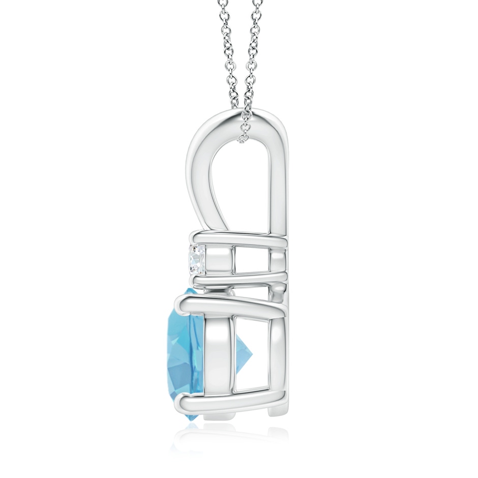 8mm A Round Swiss Blue Topaz Solitaire V-Bale Pendant with Diamond in P950 Platinum side 199