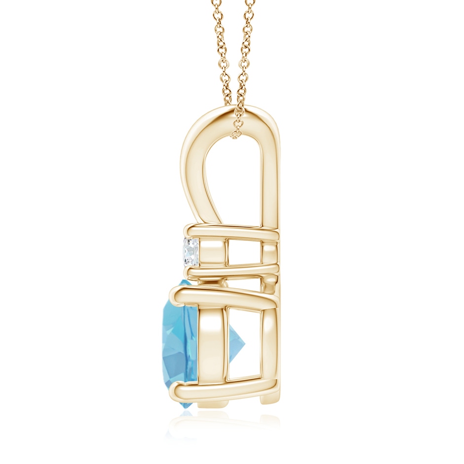 8mm A Round Swiss Blue Topaz Solitaire V-Bale Pendant with Diamond in Yellow Gold side 199
