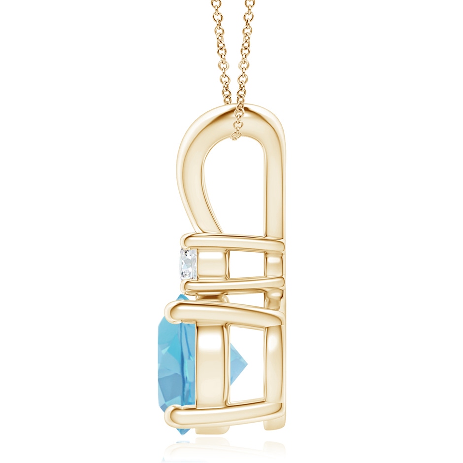 9mm A Round Swiss Blue Topaz Solitaire V-Bale Pendant with Diamond in Yellow Gold side 199