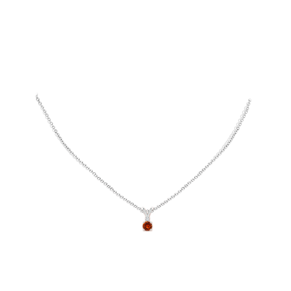 5mm AAAA Round Spessartite Solitaire V-Bale Pendant with Diamond in S999 Silver pen
