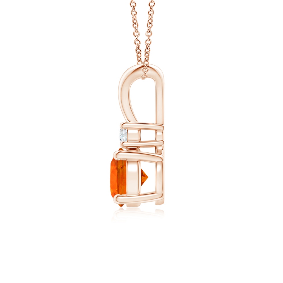 6mm AAA Round Spessartite Solitaire V-Bale Pendant with Diamond in Rose Gold side 199