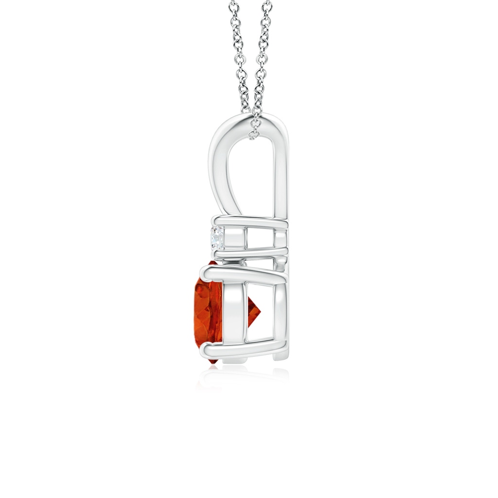 6mm AAAA Round Spessartite Solitaire V-Bale Pendant with Diamond in White Gold - side 199