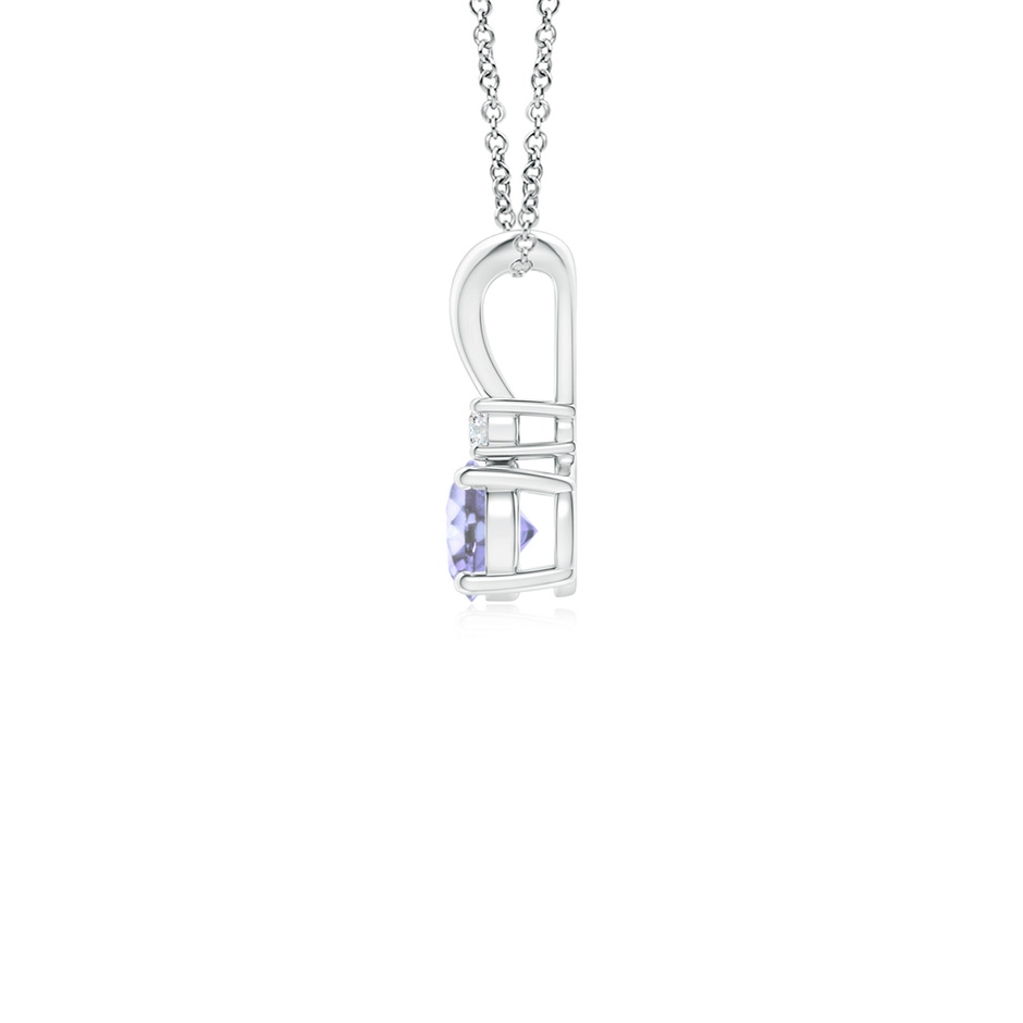 4mm A Round Tanzanite Solitaire V-Bale Pendant with Diamond in White Gold side 199