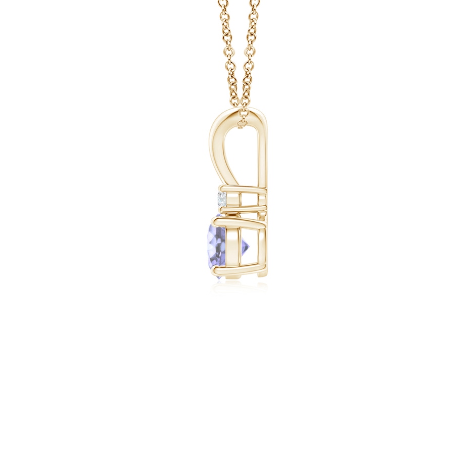 4mm A Round Tanzanite Solitaire V-Bale Pendant with Diamond in Yellow Gold side 199