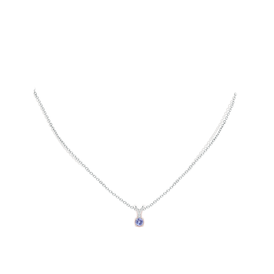 4mm AA Round Tanzanite Solitaire V-Bale Pendant with Diamond in P950 Platinum pen