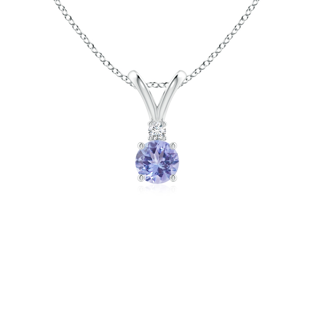 4mm AA Round Tanzanite Solitaire V-Bale Pendant with Diamond in S999 Silver