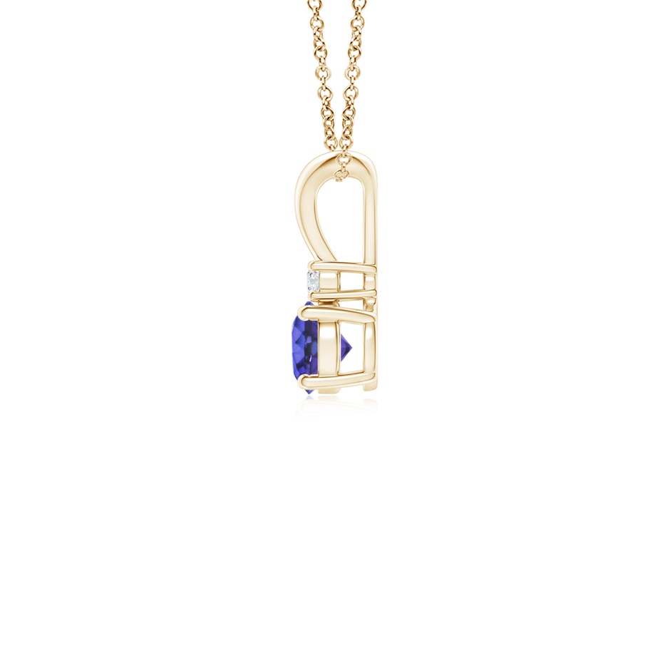 4mm AAA Round Tanzanite Solitaire V-Bale Pendant with Diamond in Yellow Gold side 199