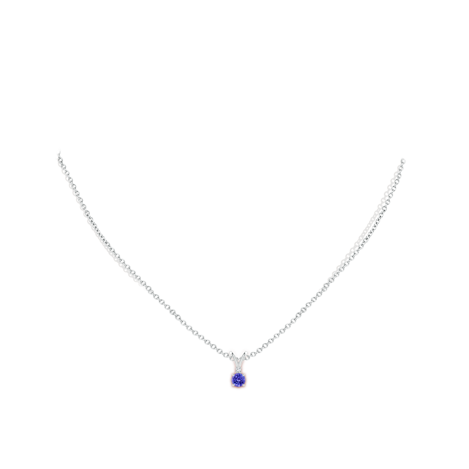 4mm AAAA Round Tanzanite Solitaire V-Bale Pendant with Diamond in S999 Silver pen