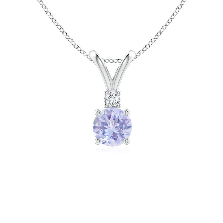 5mm A Round Tanzanite Solitaire V-Bale Pendant with Diamond in P950 Platinum 