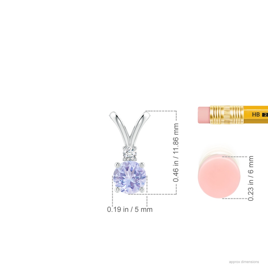 5mm A Round Tanzanite Solitaire V-Bale Pendant with Diamond in P950 Platinum ruler