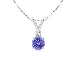 5mm AAA Round Tanzanite Solitaire V-Bale Pendant with Diamond in P950 Platinum