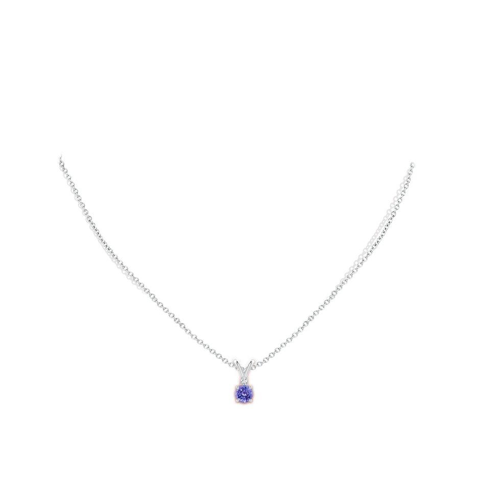 5mm AAA Round Tanzanite Solitaire V-Bale Pendant with Diamond in S999 Silver pen