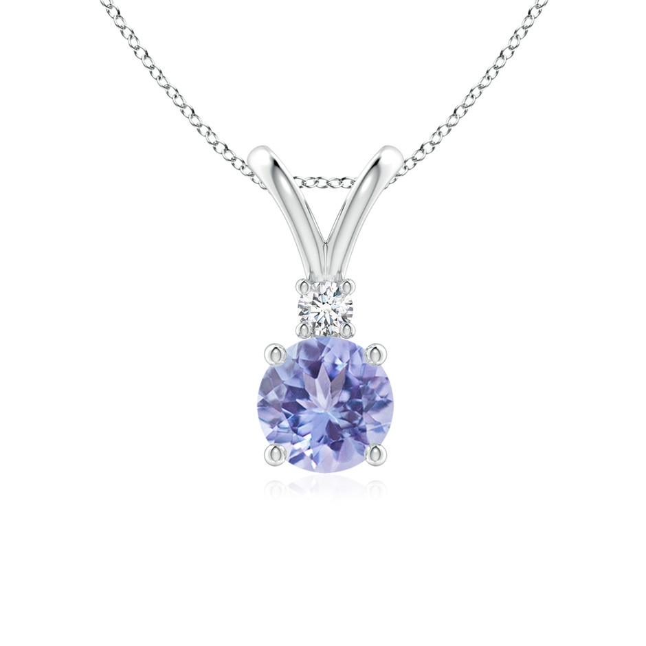 6mm A Round Tanzanite Solitaire V-Bale Pendant with Diamond in P950 Platinum 