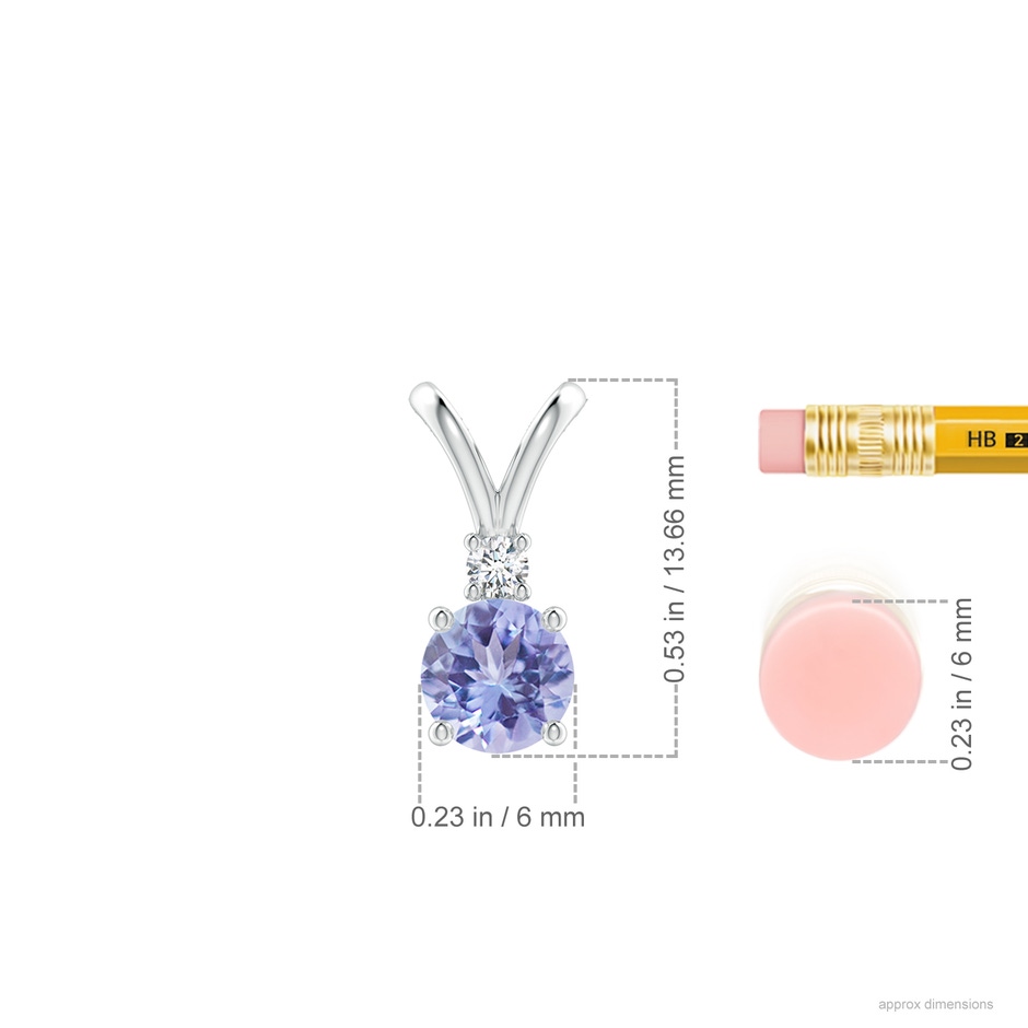 6mm A Round Tanzanite Solitaire V-Bale Pendant with Diamond in P950 Platinum ruler