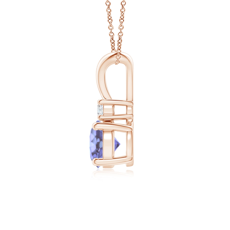 6mm A Round Tanzanite Solitaire V-Bale Pendant with Diamond in Rose Gold side 199