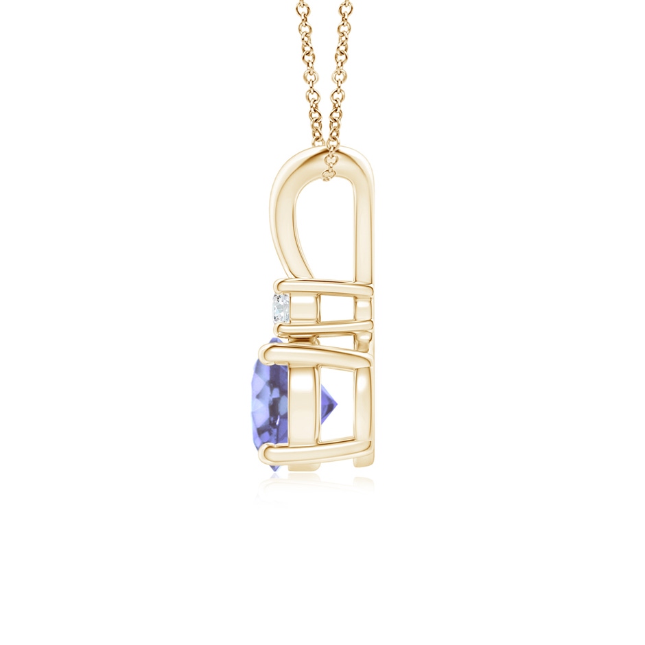 6mm A Round Tanzanite Solitaire V-Bale Pendant with Diamond in Yellow Gold side 199