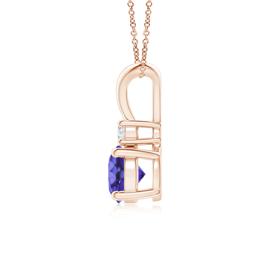 6mm AA Round Tanzanite Solitaire V-Bale Pendant with Diamond in Rose Gold side 199