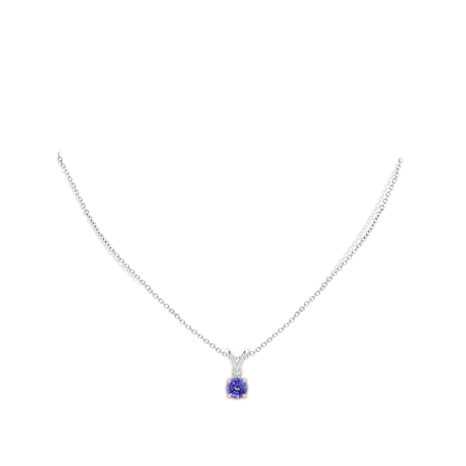 6mm AA Round Tanzanite Solitaire V-Bale Pendant with Diamond in S999 Silver pen