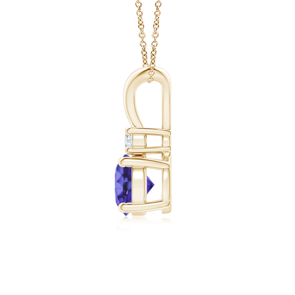 6mm AA Round Tanzanite Solitaire V-Bale Pendant with Diamond in Yellow Gold side 199