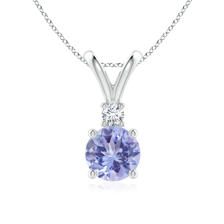 7mm A Round Tanzanite Solitaire V-Bale Pendant with Diamond in P950 Platinum 