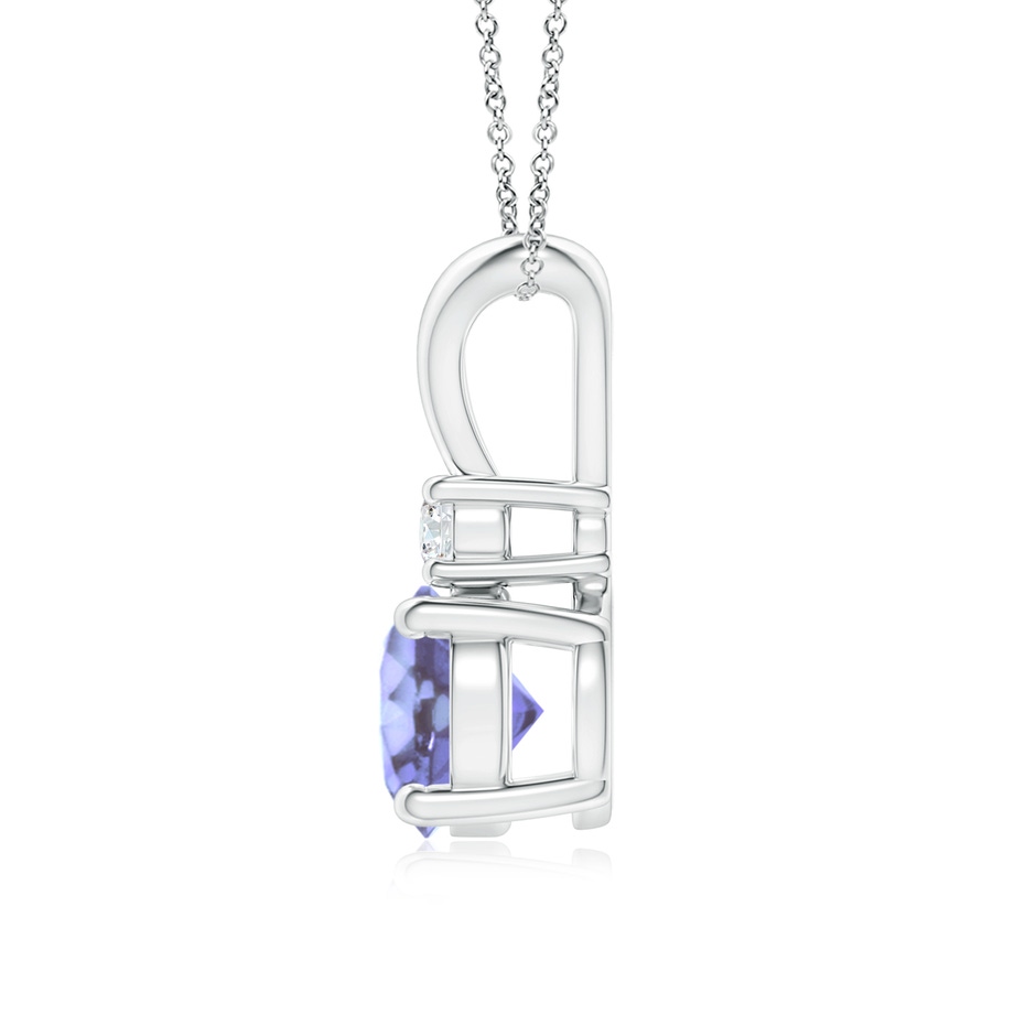 7mm A Round Tanzanite Solitaire V-Bale Pendant with Diamond in P950 Platinum side 199