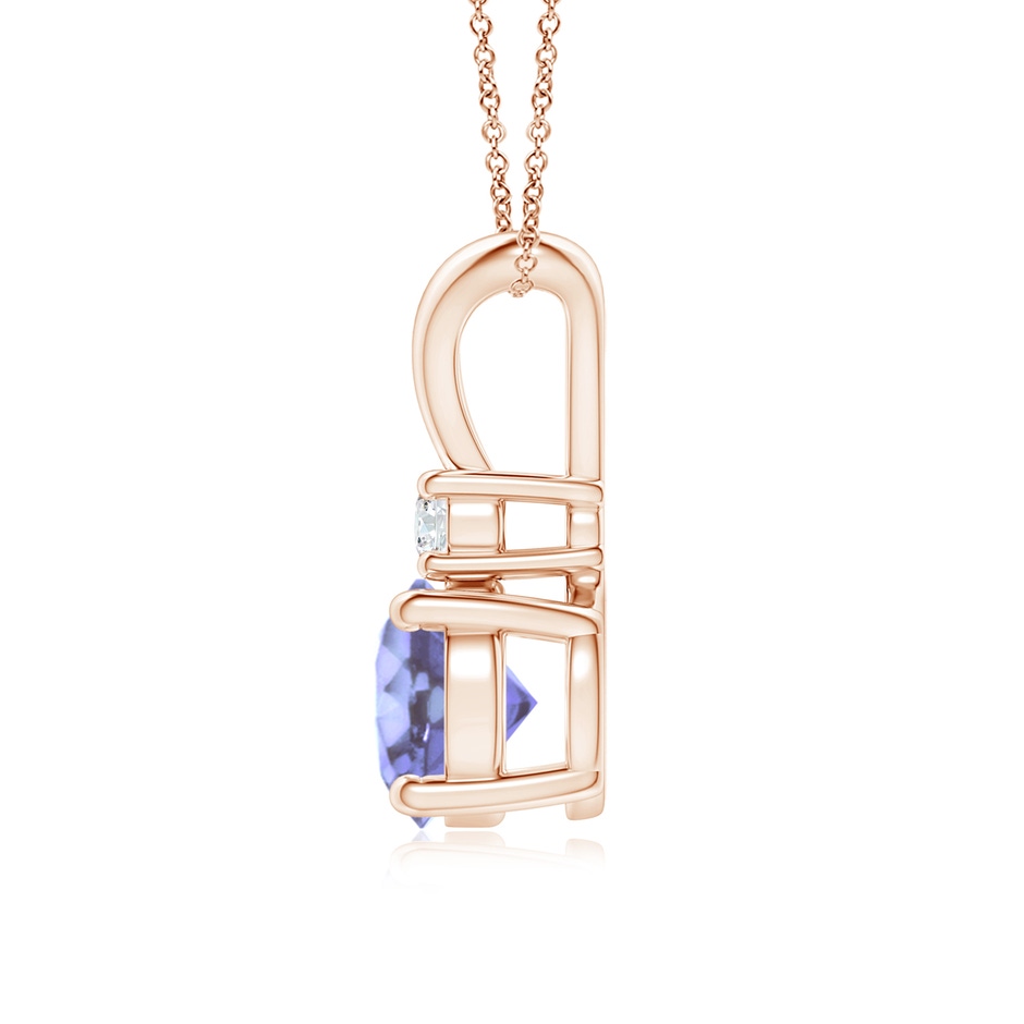 7mm A Round Tanzanite Solitaire V-Bale Pendant with Diamond in Rose Gold side 199