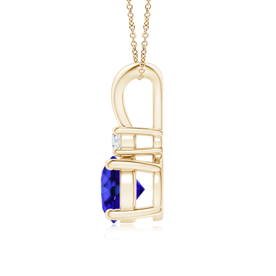 7mm AAA Round Tanzanite Solitaire V-Bale Pendant with Diamond in Yellow Gold side 199
