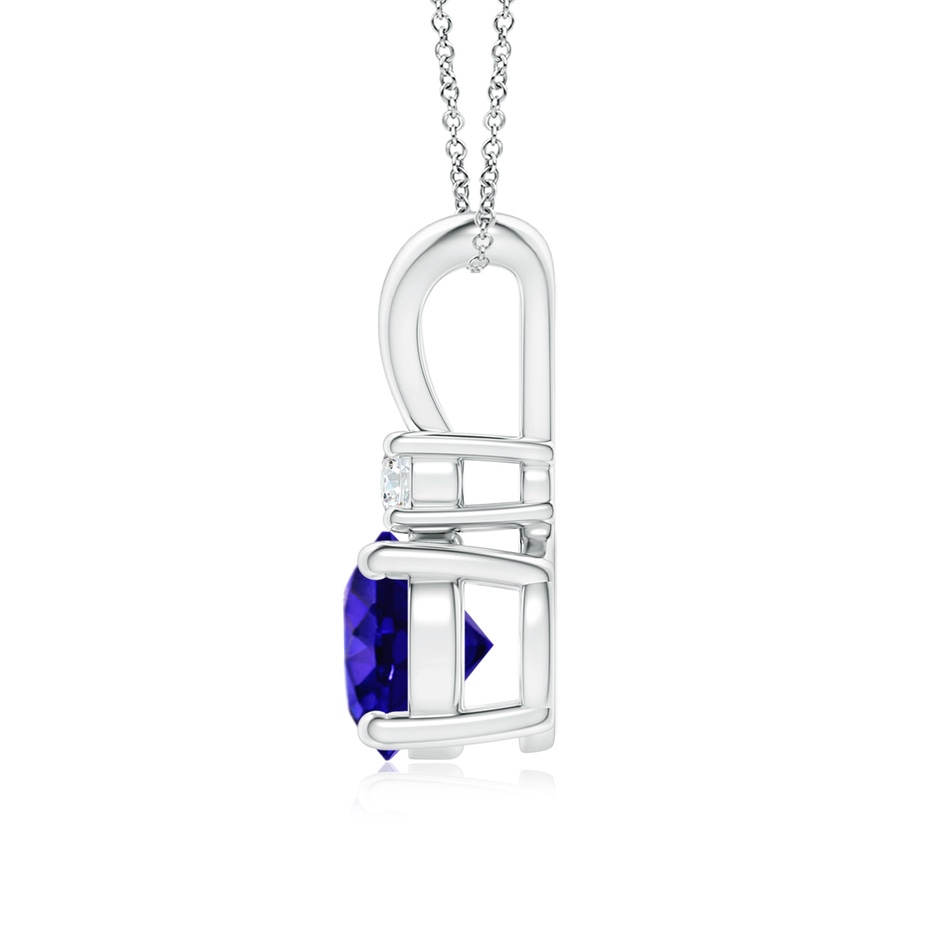7mm AAAA Round Tanzanite Solitaire V-Bale Pendant with Diamond in P950 Platinum side 199