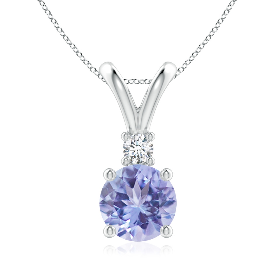 8mm A Round Tanzanite Solitaire V-Bale Pendant with Diamond in P950 Platinum 