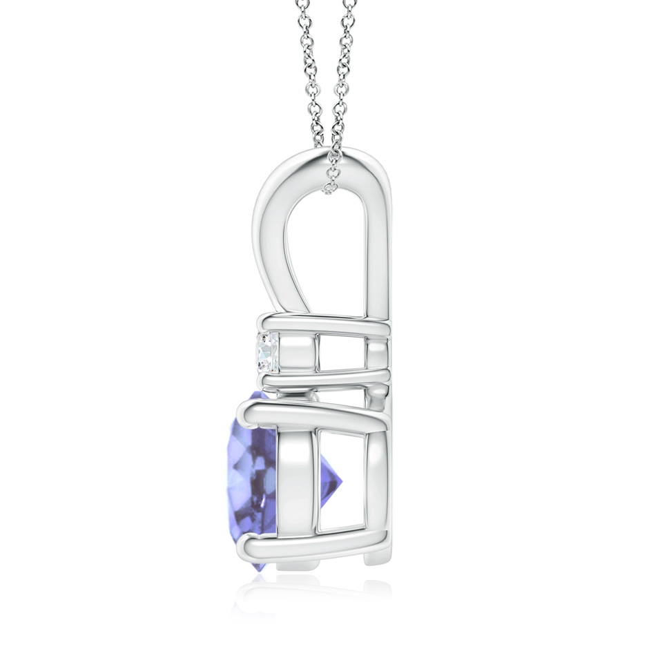 8mm A Round Tanzanite Solitaire V-Bale Pendant with Diamond in P950 Platinum side 199