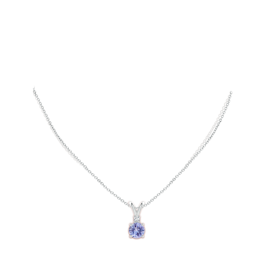 8mm A Round Tanzanite Solitaire V-Bale Pendant with Diamond in P950 Platinum pen