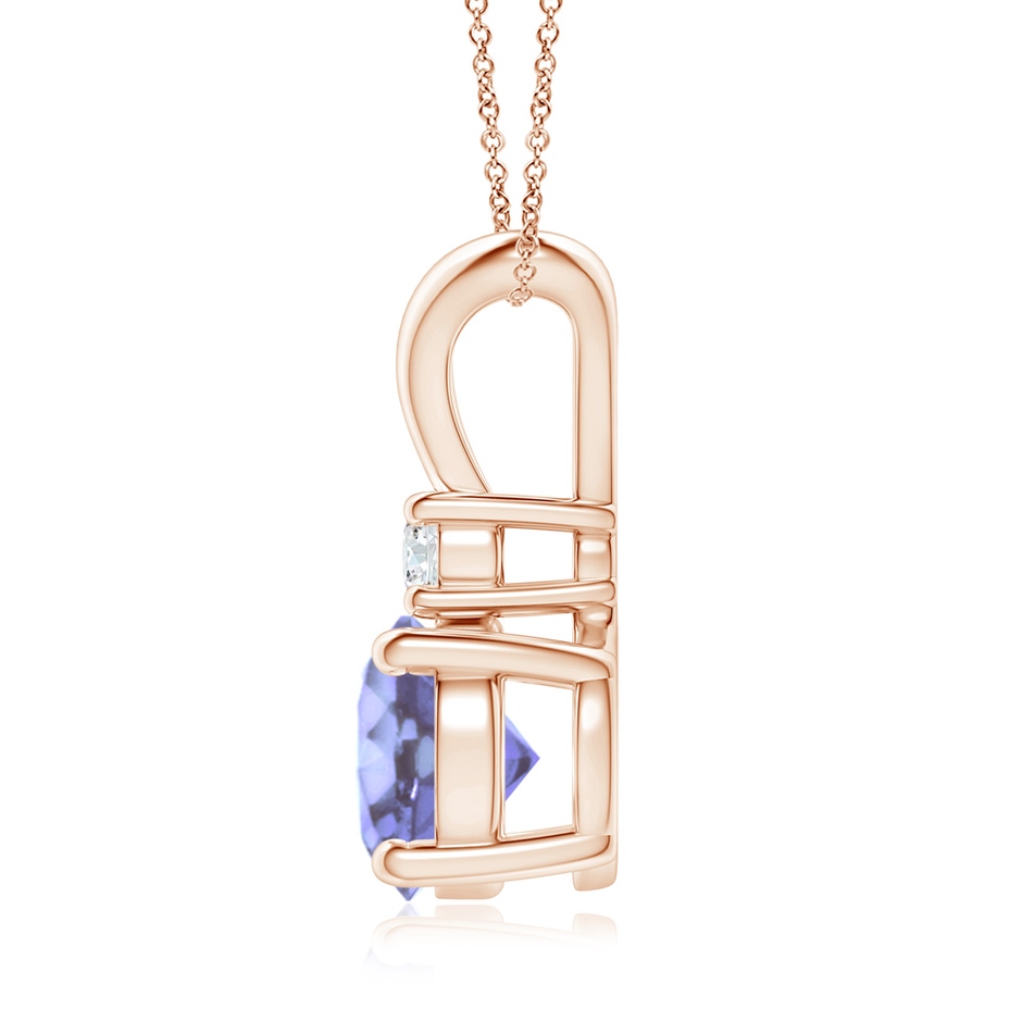 8mm A Round Tanzanite Solitaire V-Bale Pendant with Diamond in Rose Gold side 199