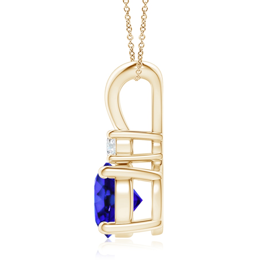 8mm AAA Round Tanzanite Solitaire V-Bale Pendant with Diamond in Yellow Gold side 199